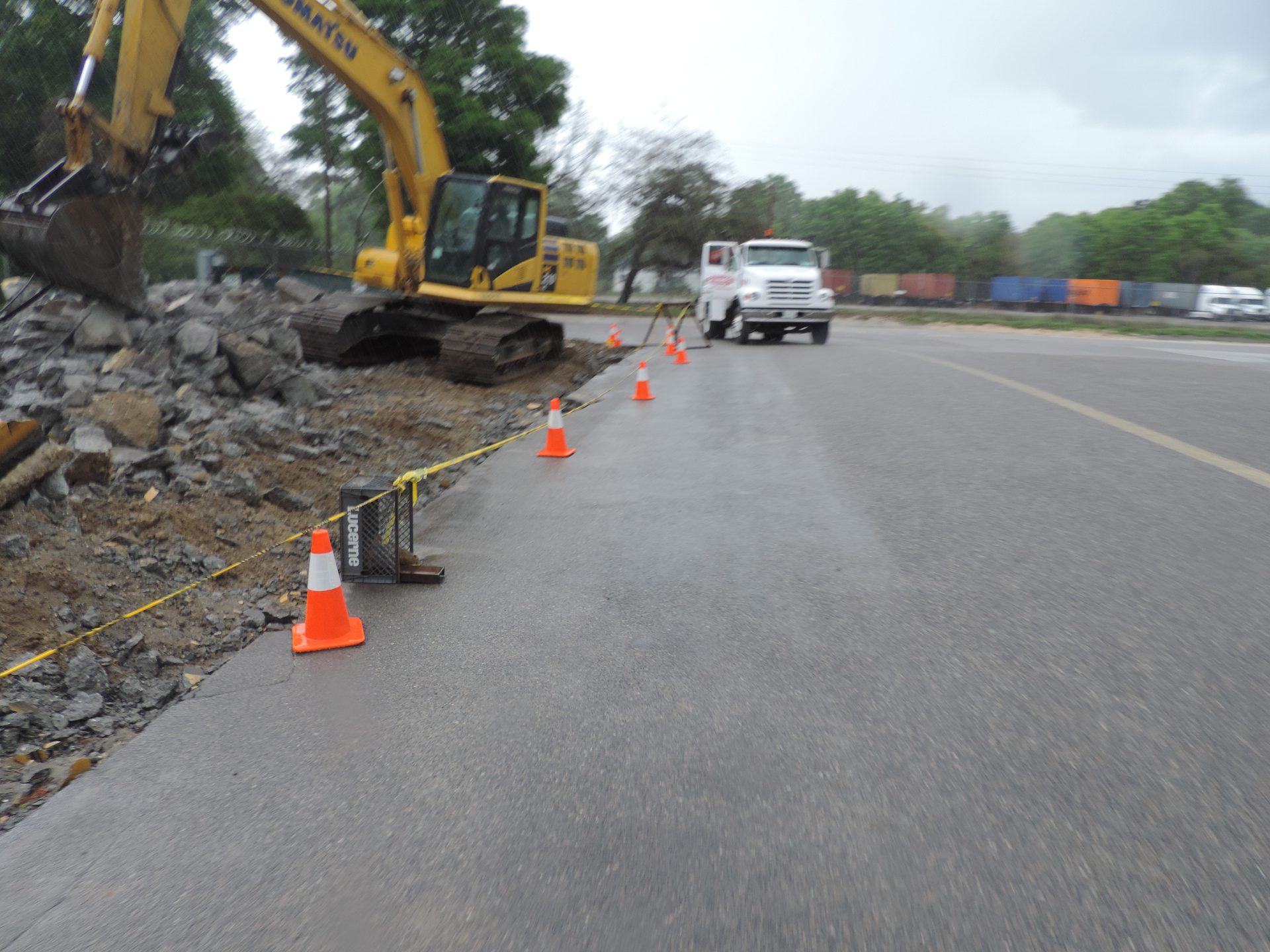 Loading broken concrete and debris for removal from a demolition site