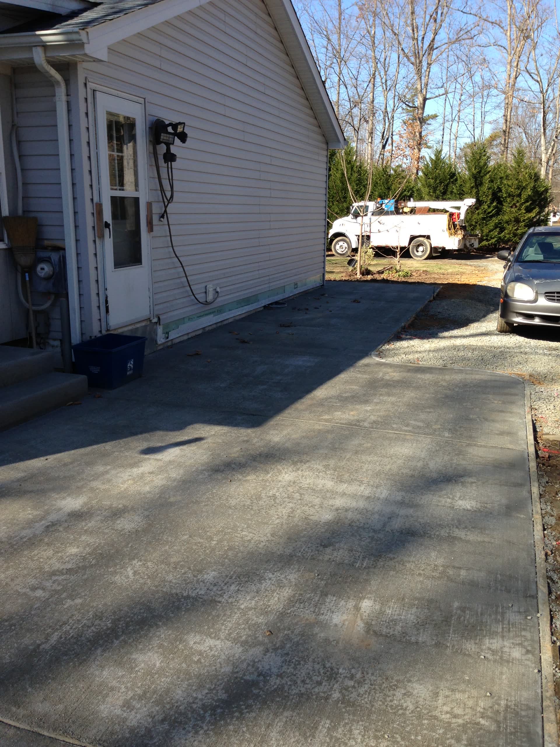 Completed concrete drive and apron