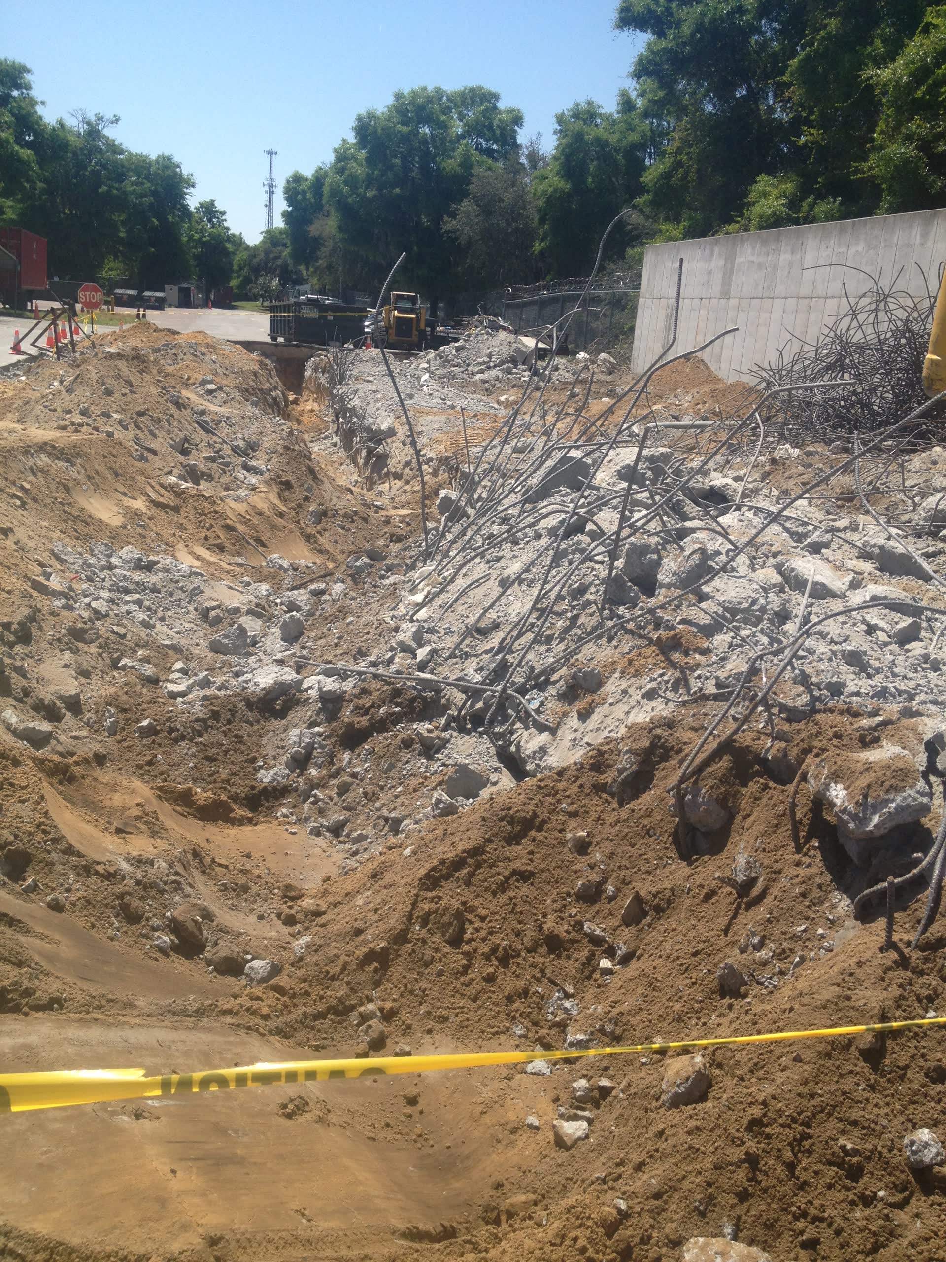 Breaking out reinforced concrete on a commercial site